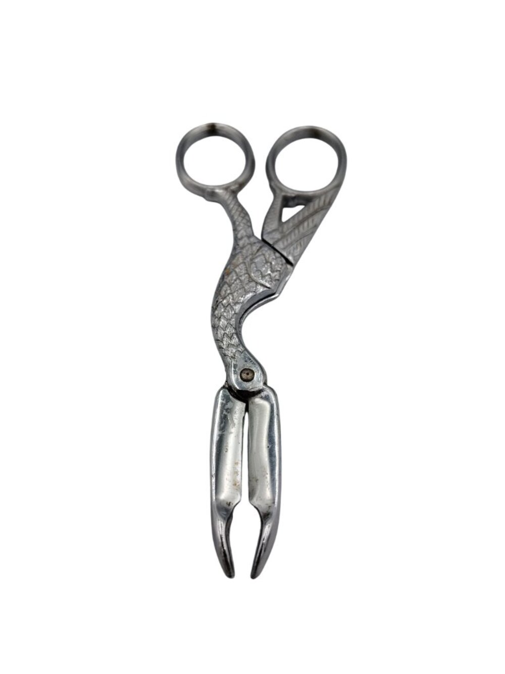 Vintage Crane Bird Sugar Cube Tongs Chrome Plated Figural Serving Utensil 5.25 - Picture 9 of 9